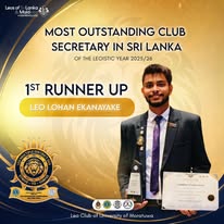Most Outstanding Club Secretary in Sri Lanka - 1st Runner-Up
